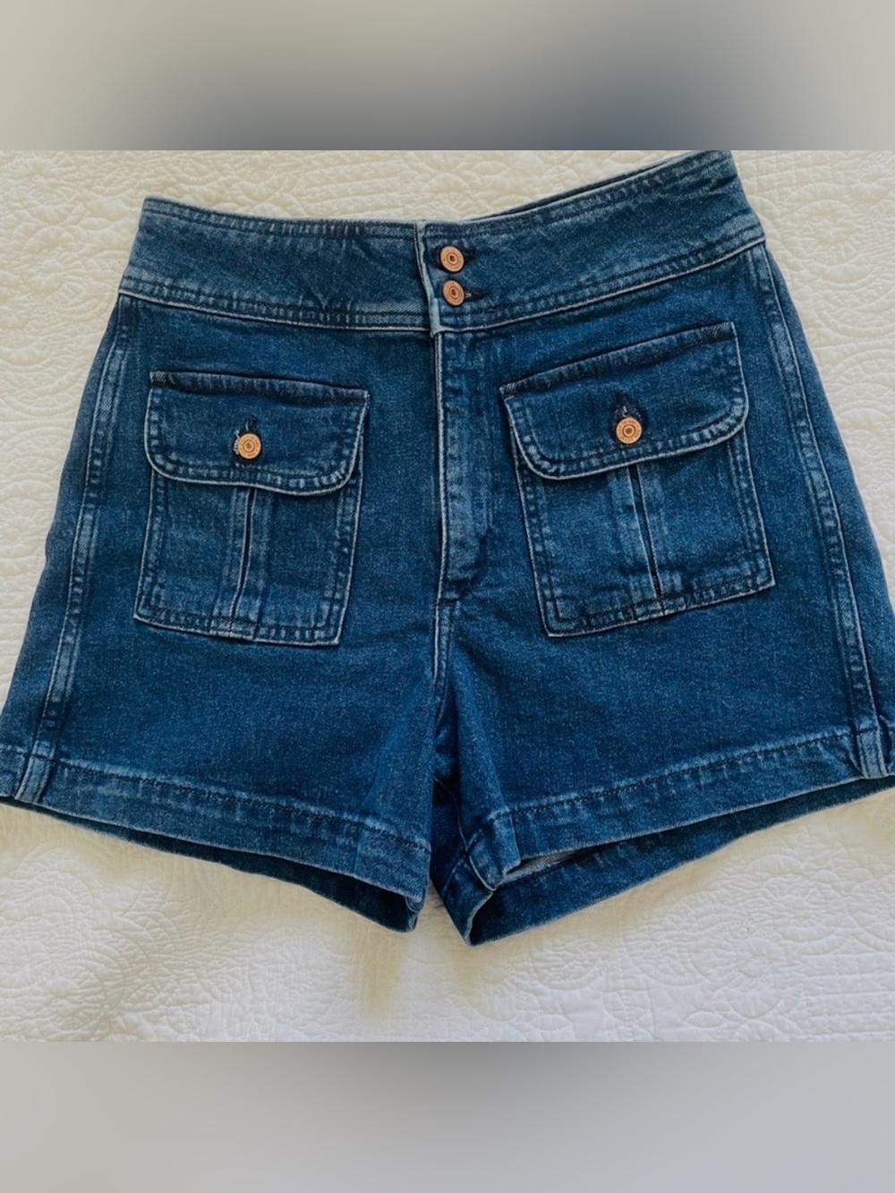 GAP Women's Dark Blue Denim High-Waist sailor Shorts